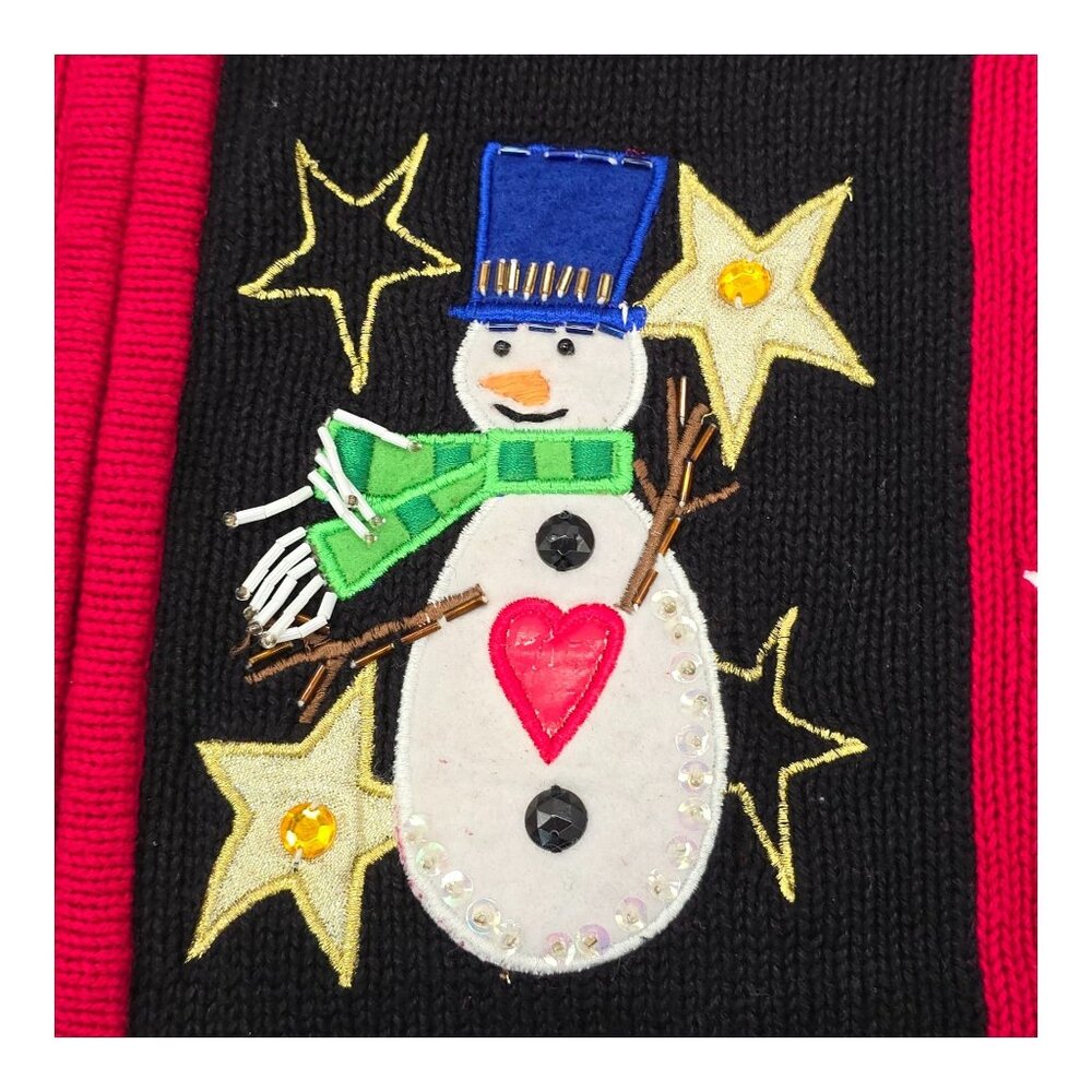 Tiara International Christmas Cardigan Sweater Red Medium Embroidered Full Zip - Picture 15 of 16